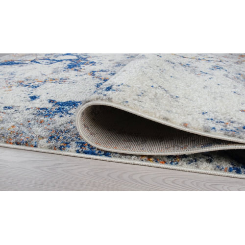 17 Stories Zioutas Abstract Gray/Navy Area Rug & Reviews Wayfair